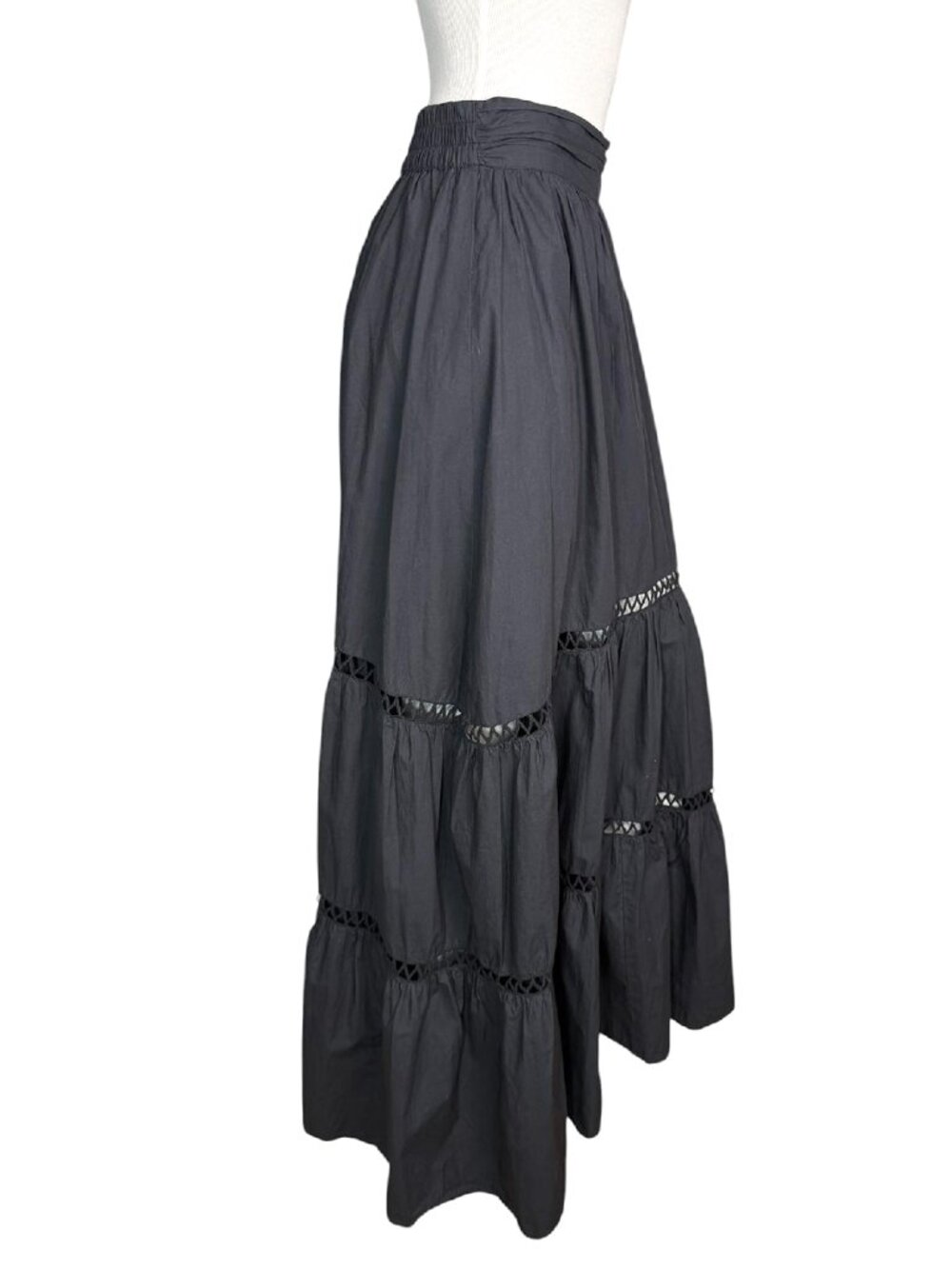 SOUTHERN FROCK Cotton Maxi Skirt With Crochet Tier Trim - Picture 3 of 8